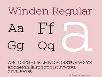 Winden-Regular Version 1.000;hotconv 1.0.109;makeotfexe 2.5.65596 Font Sample