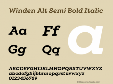 WindenAlt-SemiBoldItalic Version 1.000;hotconv 1.0.109;makeotfexe 2.5.65596 Font Sample