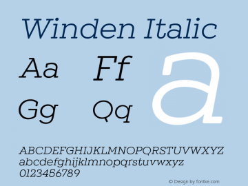 Winden-Italic Version 1.000;hotconv 1.0.109;makeotfexe 2.5.65596 Font Sample