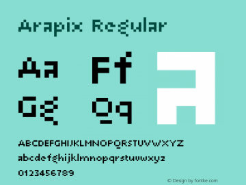 Arapix-Regular Version 1.000;PS 002.000;hotconv 1.0.70;makeotf.lib2.5.58329 Font Sample