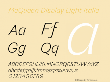 McQueenDisplay-LightItalic Version 1.000图片样张