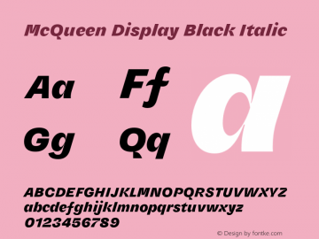 McQueenDisplay-BlackItalic Version 1.000 Font Sample