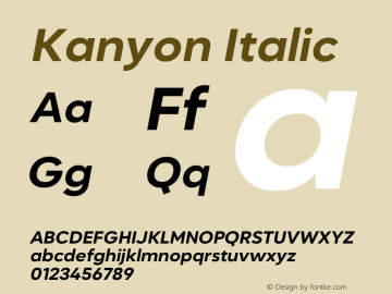 Kanyon-BoldIt Version 1.000 Font Sample