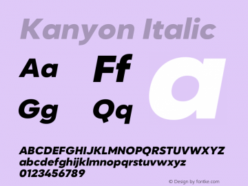 Kanyon-HeavyIt Version 1.000 Font Sample