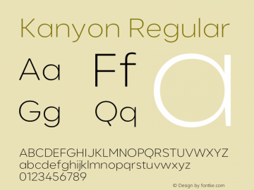 Kanyon-Light Version 1.000 Font Sample