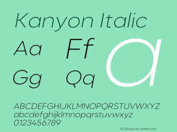 Kanyon-LightIt Version 1.000 Font Sample