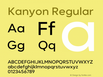 Kanyon-Medium Version 1.000 Font Sample