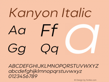 Kanyon-RegularIt Version 1.000 Font Sample