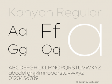 Kanyon-Thin Version 1.000 Font Sample