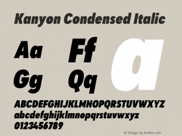 KanyonCn-BlackIt Version 1.000 Font Sample