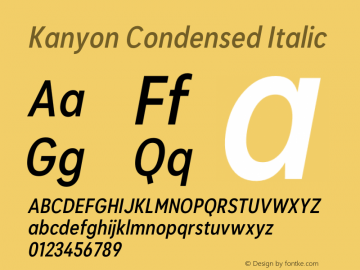 KanyonCn-MediumIt Version 1.000 Font Sample