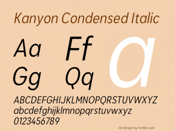 KanyonCn-RegularIt Version 1.000 Font Sample