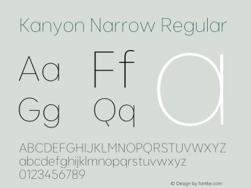 KanyonNr-Hairline Version 1.000 Font Sample