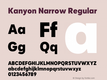 KanyonNr-Heavy Version 1.000 Font Sample