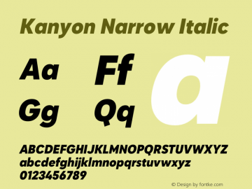 KanyonNr-HeavyIt Version 1.000 Font Sample
