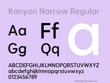 KanyonNr-Medium Version 1.000 Font Sample