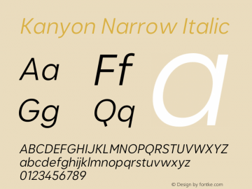 KanyonNr-RegularIt Version 1.000 Font Sample