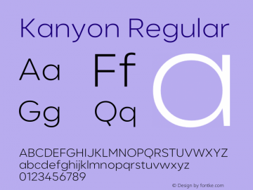 Kanyon-Book Version 1.000 Font Sample