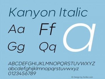Kanyon-BookIt Version 1.000 Font Sample