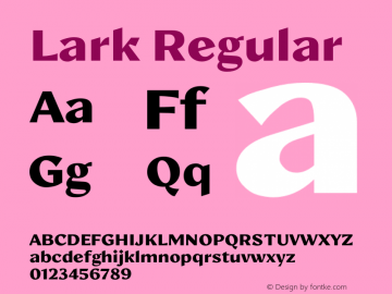 Lark Bold Version 1.000;hotconv 1.0.109;makeotfexe 2.5.65596 Font Sample