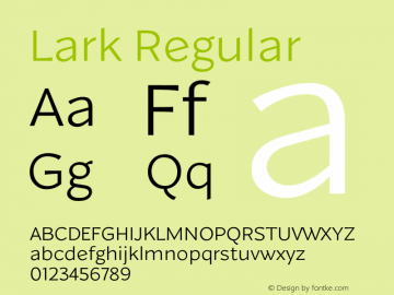 Lark Light Version 1.000;hotconv 1.0.109;makeotfexe 2.5.65596 Font Sample