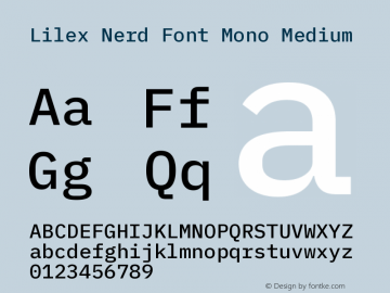 Lilex Medium Nerd Font Complete Mono Version 1.000图片样张