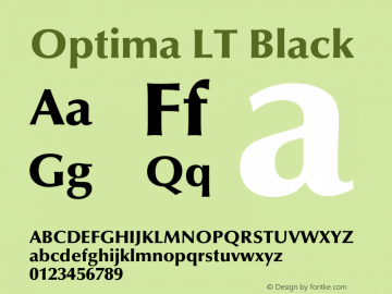 Optima LT Black Version 2.00 Font Sample