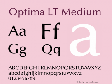 Optima LT Medium Version 2.00 Font Sample