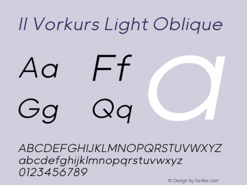 IIVorkurs-LightOblique Version 1.009;Fontself Maker 3.5.1图片样张