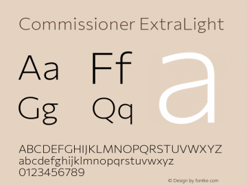 Commissioner ExtraLight Version 1.000; ttfautohint (v1.8.3) Font Sample