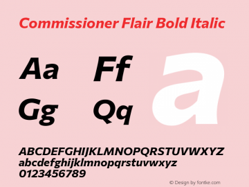 Commissioner Flair Bold Italic Version 1.000; ttfautohint (v1.8.3) Font Sample