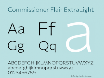 Commissioner Flair ExtraLight Version 1.000; ttfautohint (v1.8.3) Font Sample