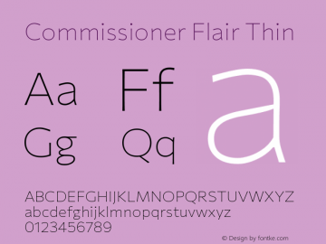 Commissioner Flair Thin Version 1.000; ttfautohint (v1.8.3) Font Sample