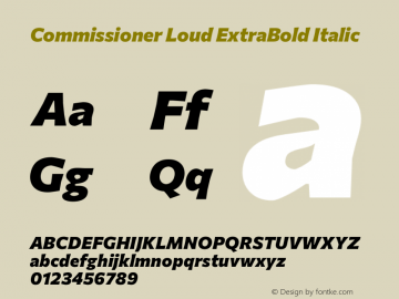 Commissioner Loud ExtraBold Italic Version 1.000; ttfautohint (v1.8.3)图片样张