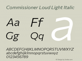 Commissioner Loud Light Italic Version 1.000; ttfautohint (v1.8.3) Font Sample