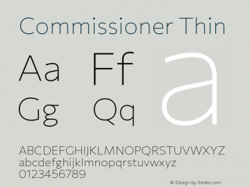 Commissioner Thin Version 1.000 Font Sample