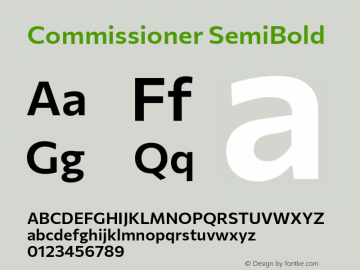 Commissioner SemiBold Version 1.000 Font Sample