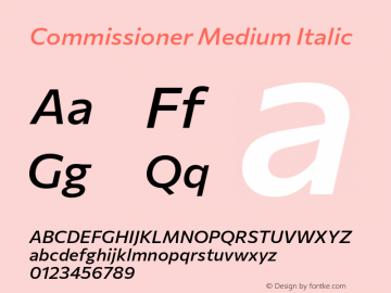 Commissioner Medium Italic Version 1.000 Font Sample