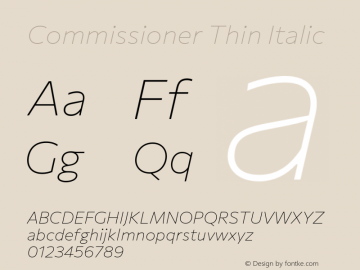 Commissioner Thin Italic Version 1.000图片样张