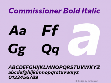 Commissioner Bold Italic Version 1.000 Font Sample