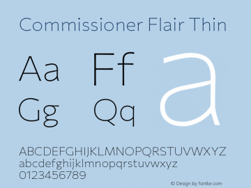 Commissioner Flair Thin Version 1.000 Font Sample