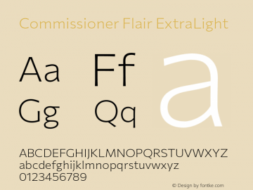 Commissioner Flair ExtraLight Version 1.000 Font Sample