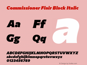 Commissioner Flair Black Italic Version 1.000 Font Sample