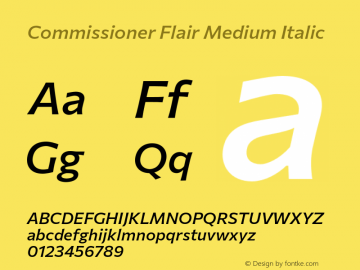 Commissioner Flair Medium Italic Version 1.000 Font Sample