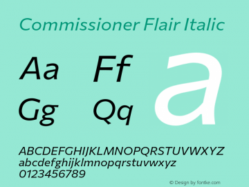 Commissioner Flair Italic Version 1.000 Font Sample