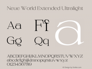 Neue World Extended Ultralight Version 1.000;hotconv 1.0.109;makeotfexe 2.5.65596 Font Sample