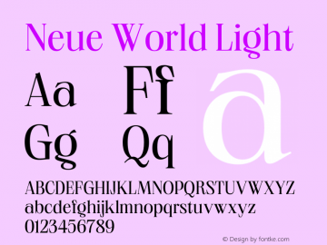 Neue World Light Version 1.000;hotconv 1.0.109;makeotfexe 2.5.65596 Font Sample