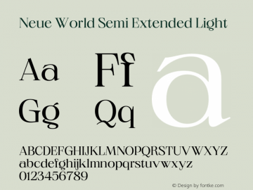 Neue World Semi Extended Light Version 1.000;hotconv 1.0.109;makeotfexe 2.5.65596 Font Sample