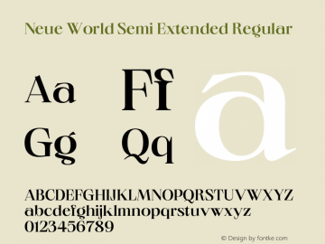 Neue World Semi Extended Regular Version 1.000;hotconv 1.0.109;makeotfexe 2.5.65596 Font Sample