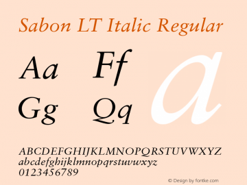 Sabon LT Italic Regular Version 6.1; 2002图片样张